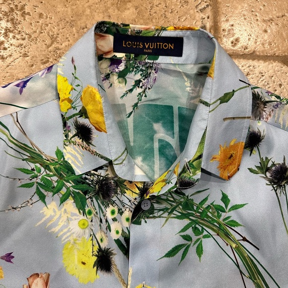 Louis Vuitton Virgil Abloh Light Blue Floral Silk SS20 Button Up Shirt - Picture 8 of 16